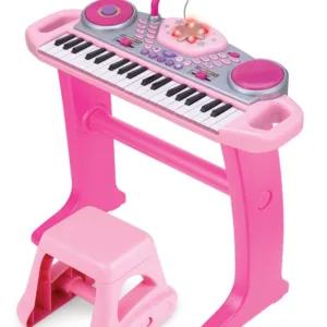 Keyboard til børn med skammel Pink -