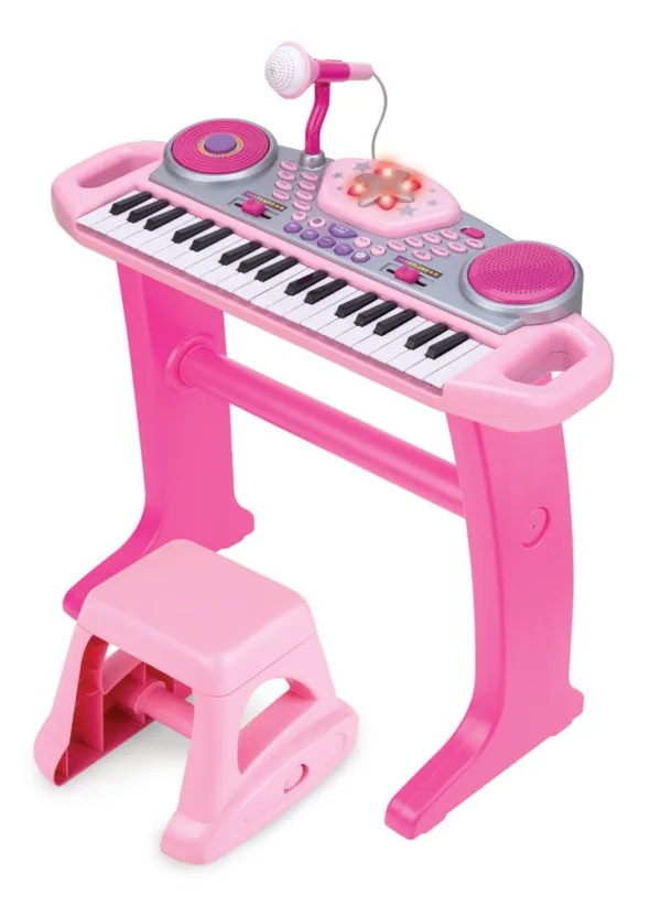 Keyboard til børn med skammel Pink -