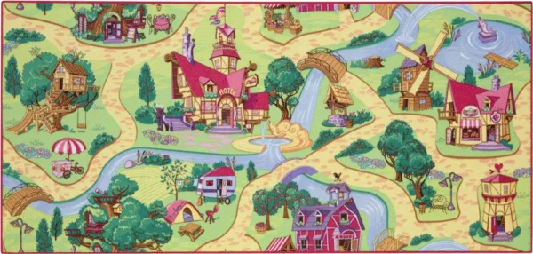 Gulvtæppe, Legetæppe Candy Town 95 x 200 -