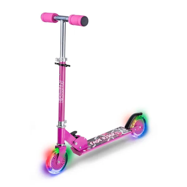 Løbehjul med LED lys, pink -