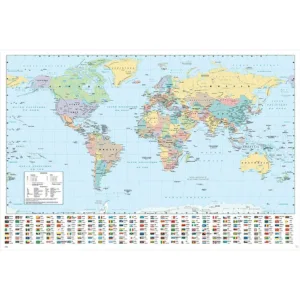 Verdenskort Plakat 91,5x61 cm -