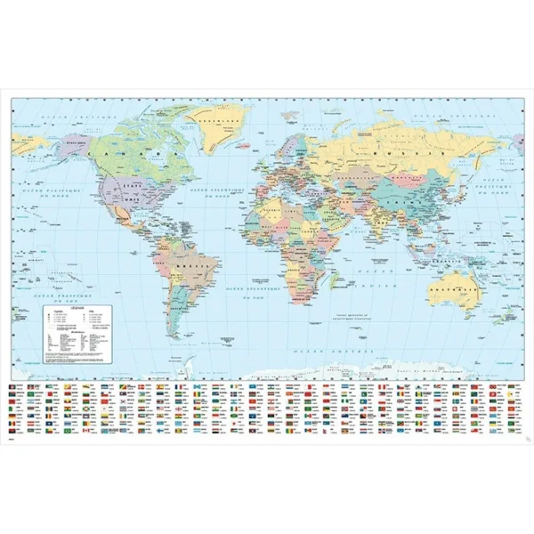 Verdenskort Plakat 91,5x61 cm -